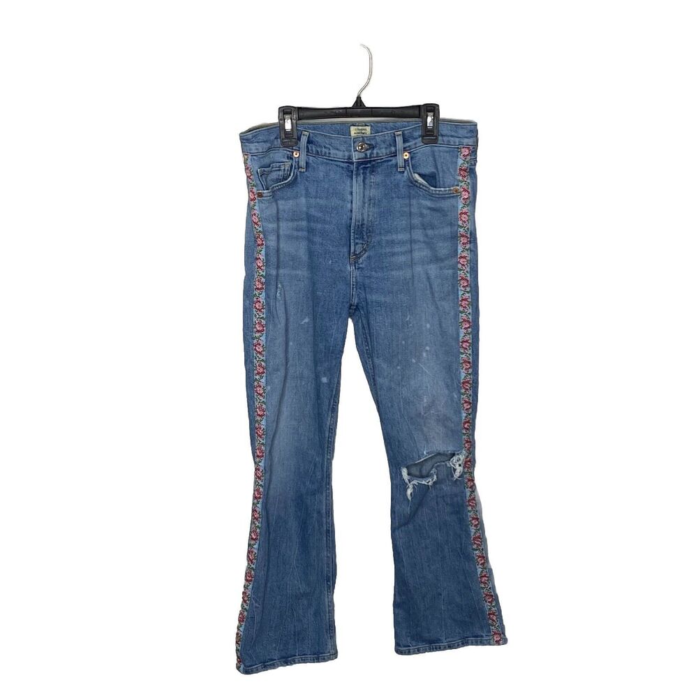 Citizens of Humanity Jeans COH Floral Tapestry Side Demy Cropped Flare Boho 29